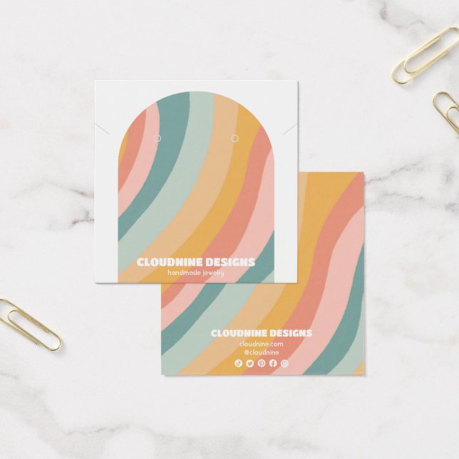 Rainbow Arch Earring Necklace Jewelry Visning Card Fyrkantigt Visitkort (Kontor)
