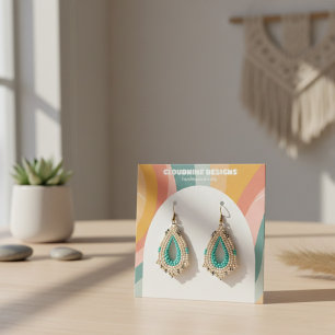 Rainbow Arch Earring Necklace Jewelry Visning Card Fyrkantigt Visitkort