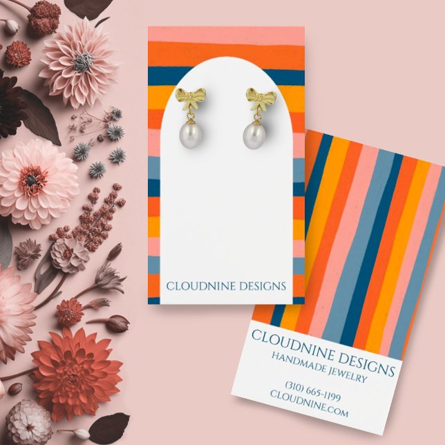 Rainbow Arch Earring Necklace Jewelry Visning Card Visitkort (Colorful stripes earring display card with arch shapes. Customize with your details)