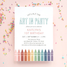Rainbow Art Craft Birthday Inbjudningar