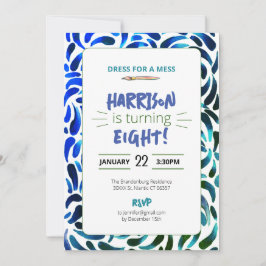 Rainbow Art Paint Födelsedagsfest Boy Inbjudningar