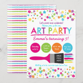 Rainbow Art Party Birthday Inbjudningar