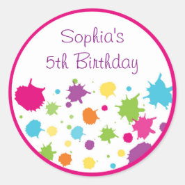 Rainbow Art Party Birthday Runt Klistermärke