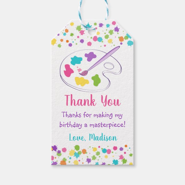 Rainbow Art Party Birthday Tack Presentetikett (Framsidan)