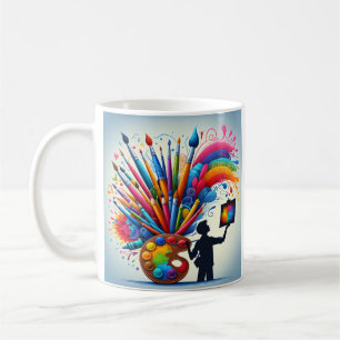 Rainbow Artist Painter-kaffe te mugg kopp keramisk