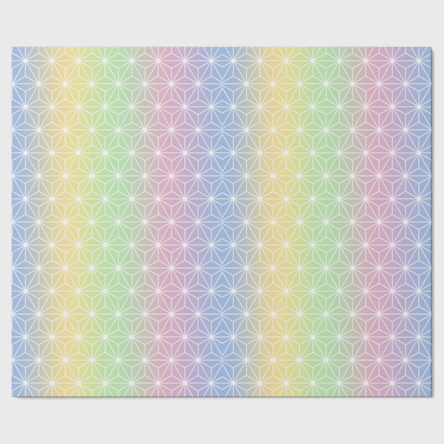 Rainbow Asanoha Twinkling Geometric Stars Presentpapper (Seam)