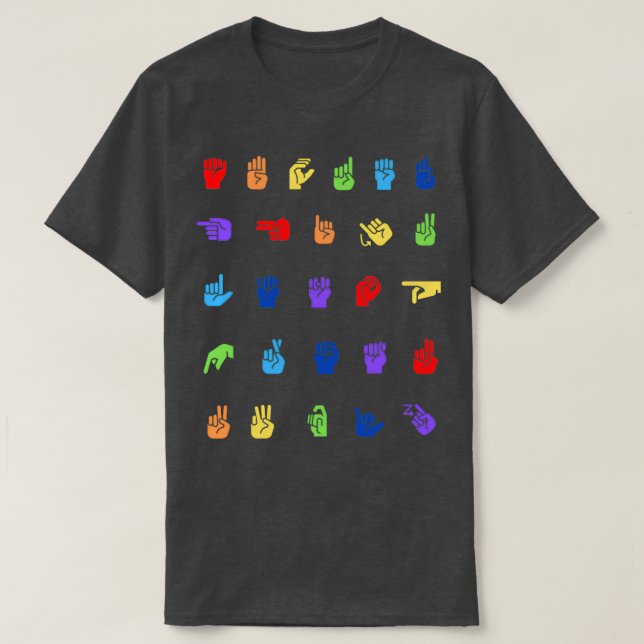 Rainbow ASL Alphabet Mönster T Shirt (Design framsida)