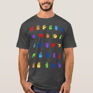 Rainbow ASL Alphabet Mönster T Shirt
