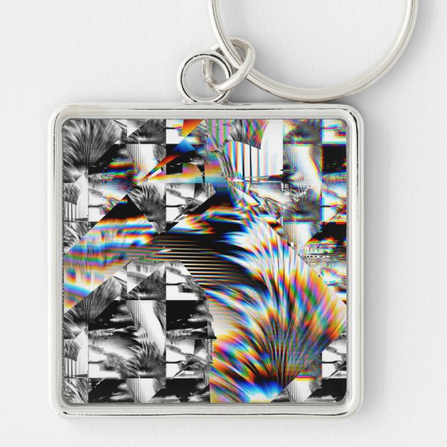 Rainbow Assault Keychain Fyrkantig Silverfärgad Nyckelring (Framsidan)