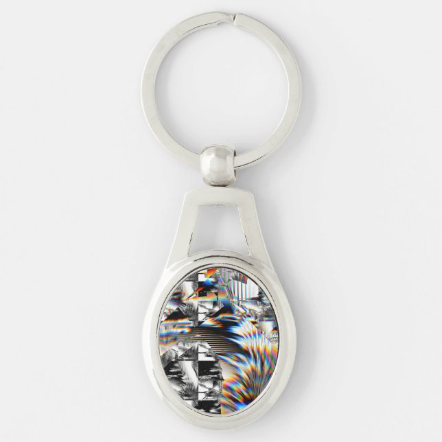 Rainbow Assault Keychain Ovalt Silverfärgad Nyckelring (Framsidan)