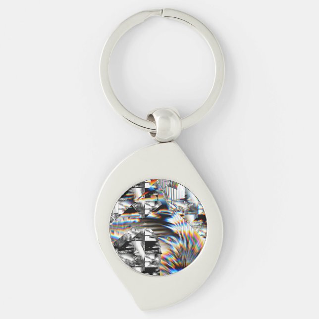 Rainbow Assault Keychain Swirl Silverfärgad Nyckelring (Framsidan)