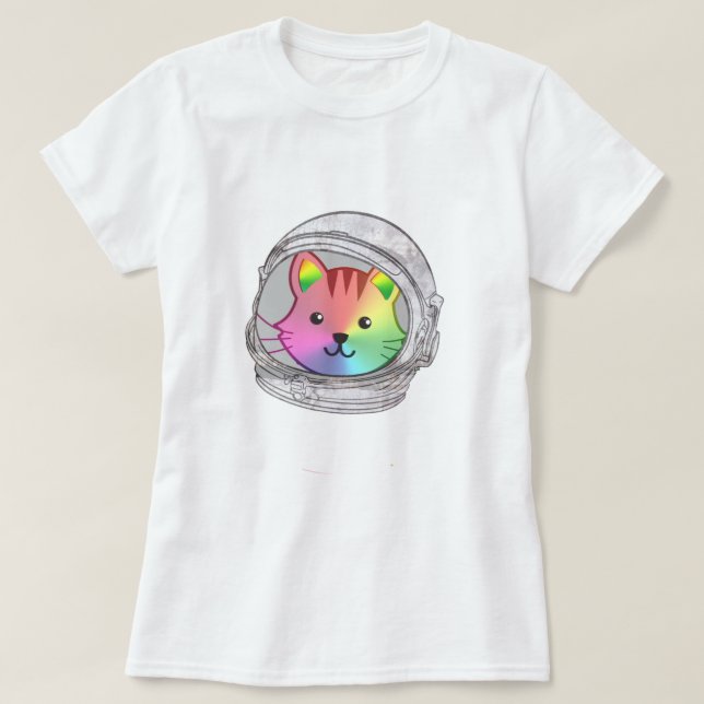 Rainbow Astro Cat Shirt - Starry Natt Space Tee (Design framsida)