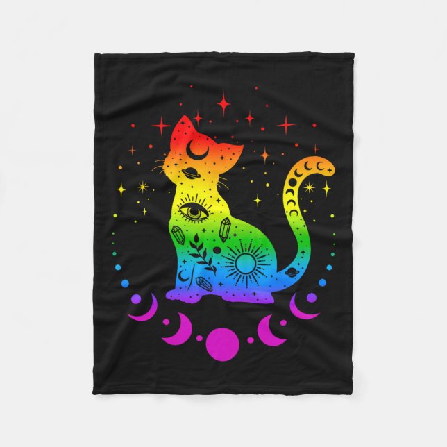 Rainbow Astrology Cat Lgbt Gay pride Flagga Fleecefilt (Framsidan)