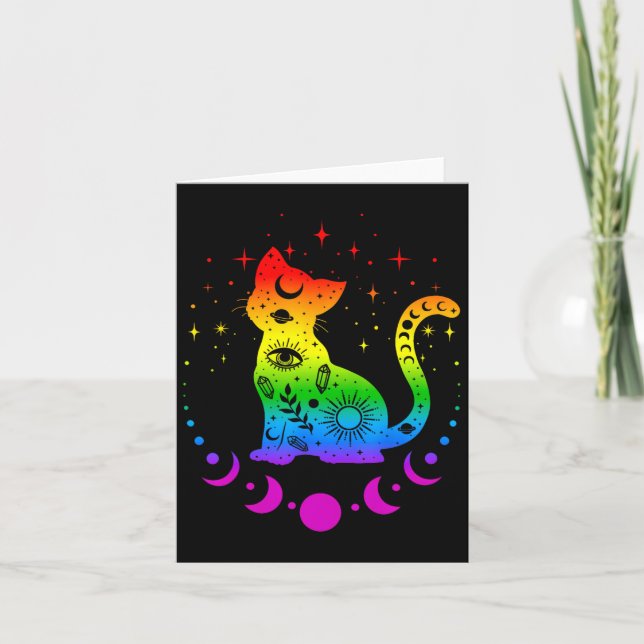 Rainbow Astrology Cat Lgbt Gay pride Flagga Kort (Framsida)