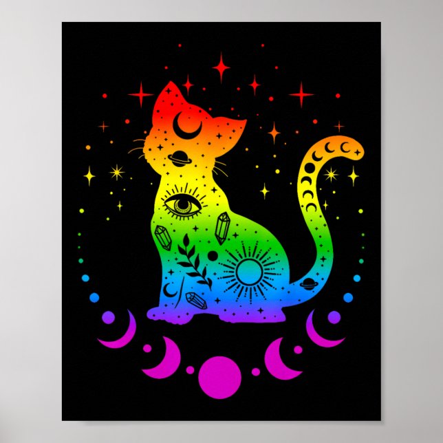 Rainbow Astrology Cat Lgbt Gay pride Flagga Poster (Framsidan)