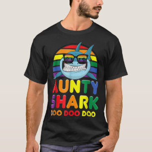 Rainbow Aunty Shark Sunglass Auntie Mors dag T Shirt