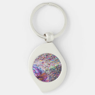 Rainbow Aura Crystals Swirl Silverfärgad Nyckelring