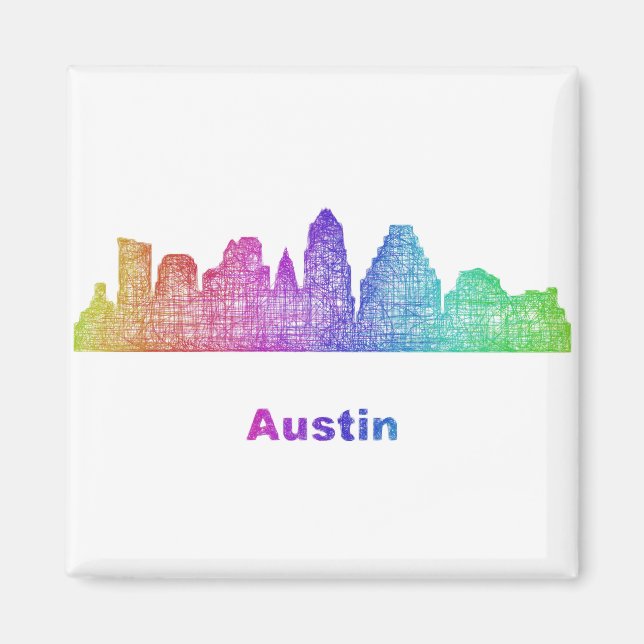 Rainbow Austin skyline Magnet (Framsidan)