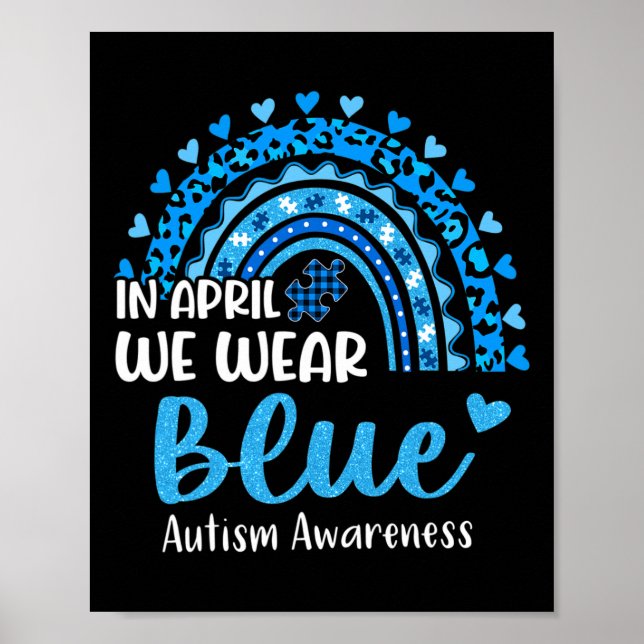 Rainbow Autism i april Bära Blue Autism Awaren Poster (Framsidan)