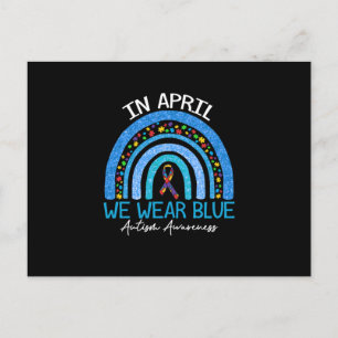 Rainbow Autism i april Bära Blue Autism Meddelande Vykort