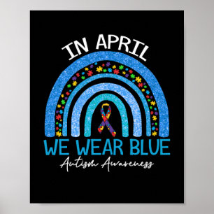 Rainbow Autism i april Bära Blue Autism Poster