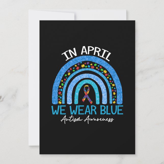 Rainbow Autism i april Bära Blue Autism Spara Datumet (Framsida)