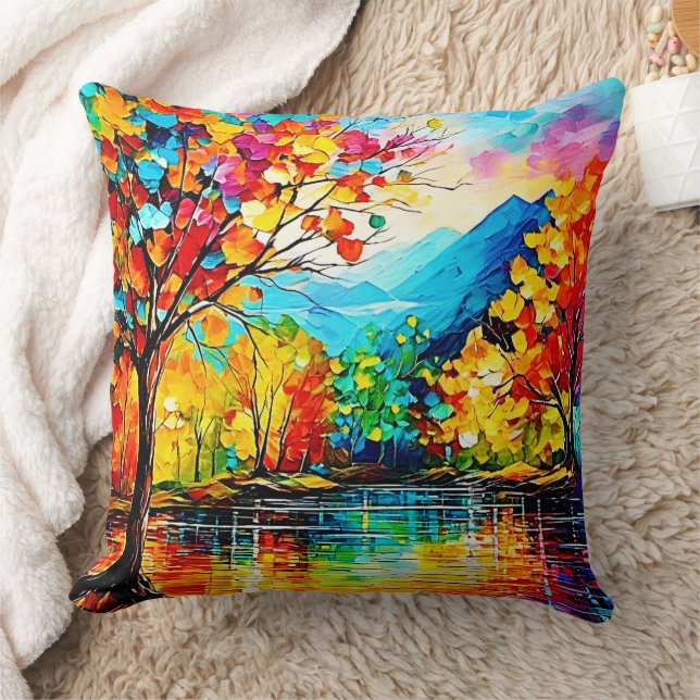 Rainbow Autumn Sjö Art Kudde (Filt)