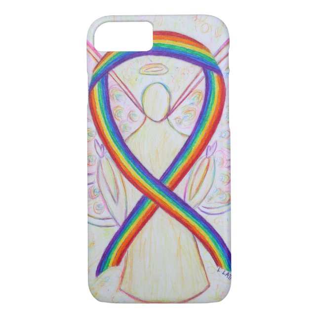 Rainbow Awareness Ribbon Angel Anpassningsbar iPho Case-Mate iPhone Skal (Baksida)