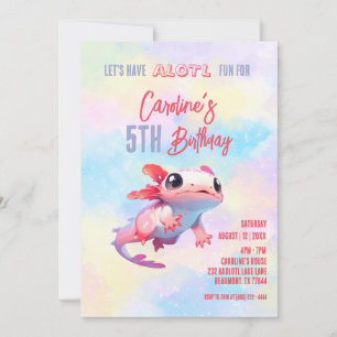 Rainbow axolotl girl Underwater 5th Birthday Inbjudningar