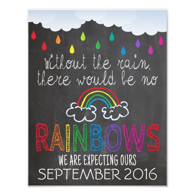 Rainbow Baby annnouncement Photo Prop Sign, 11 x 1 Fototryck (Framsidan)