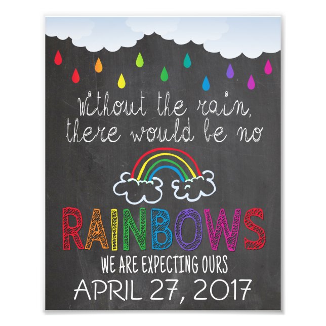 Rainbow Baby annnouncement Photo Prop Sign, 8 x 10 Fototryck (Framsidan)