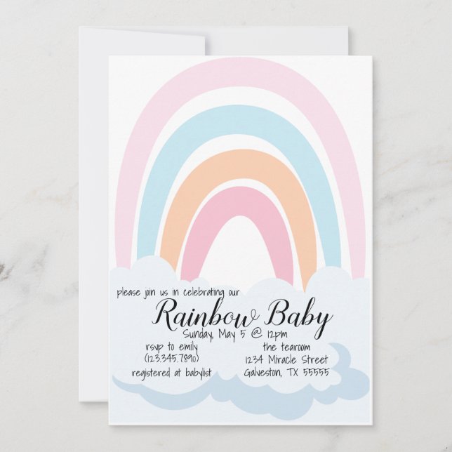 Rainbow Baby Babyduschinbjudan Inbjudningar (Framsida)