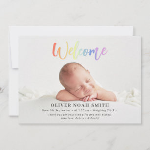 Rainbow Baby Birth Notice Welcome Meddelande