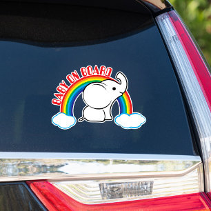Rainbow Baby Elephant Baby ombord på bilparkering Klistermärken
