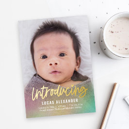 Rainbow Baby Foil Modern Birth Notice