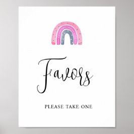 Rainbow Baby Girl Favors Baby Shower Sign Poster