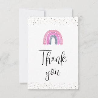 Rainbow  Baby Girl Shower Thank You Card Tack Kort