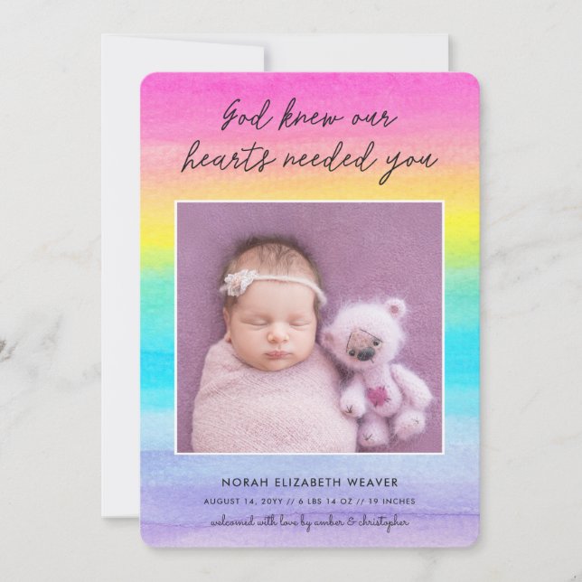 Rainbow Baby | Gud Knew Mörk | Photo Birth Meddelande (Framsida)