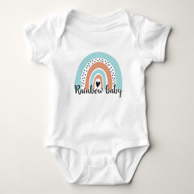 Rainbow Baby Heart Blue Peach T Shirt (Framsida)