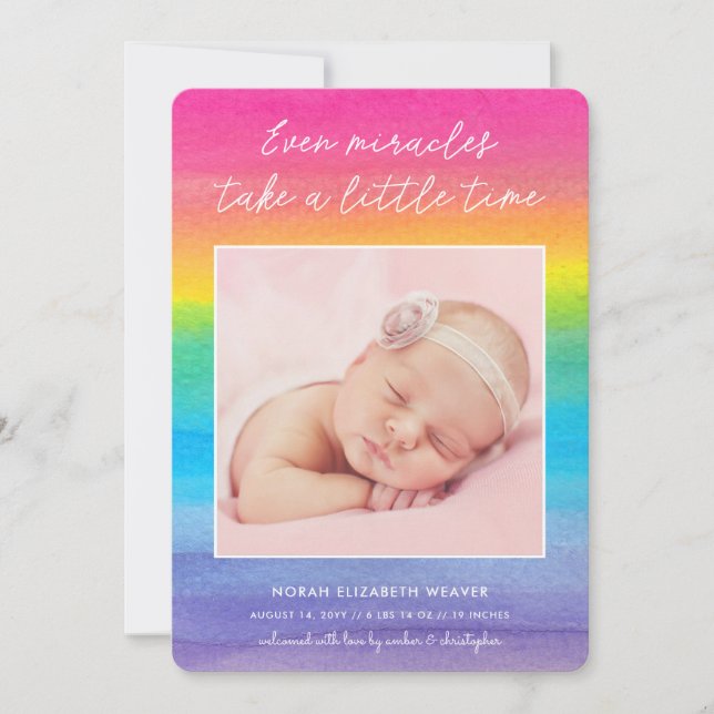 Rainbow Baby | Jämna Miracles | Photo Birth Meddelande (Framsida)