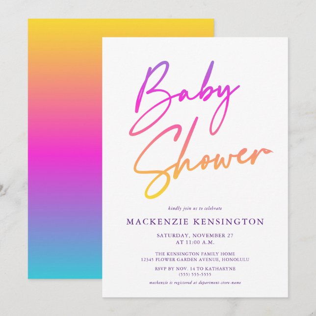 Rainbow Baby | Miracle Baby | Skriptbabyskor Inbjudningar (Fram/baksida)