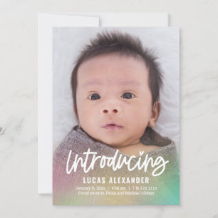 Rainbow Baby Modern Birth Notice Julkort