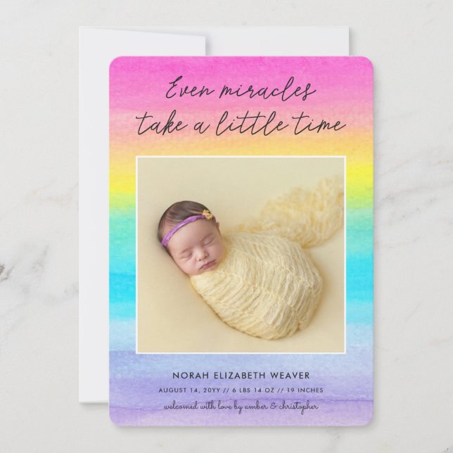 Rainbow Baby | Mörken Jämna Miracles | Photo Birth Meddelande (Framsida)