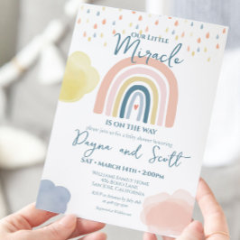 Rainbow Baby Pastel Clouds Boho Raindrops Shower Inbjudningar