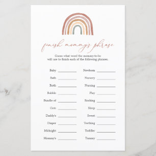 Rainbow Baby Shower Avslutar Mamma Phrase-spel