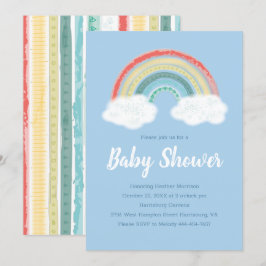 Rainbow Baby Shower Blue Boy Inbjudningar