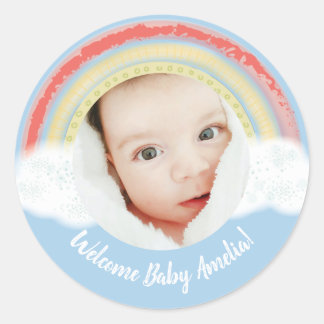 Rainbow Baby Shower Blue Boy Runt Klistermärke