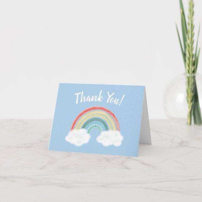 Rainbow Baby Shower Blue Boy Tack Kort (Framsida)
