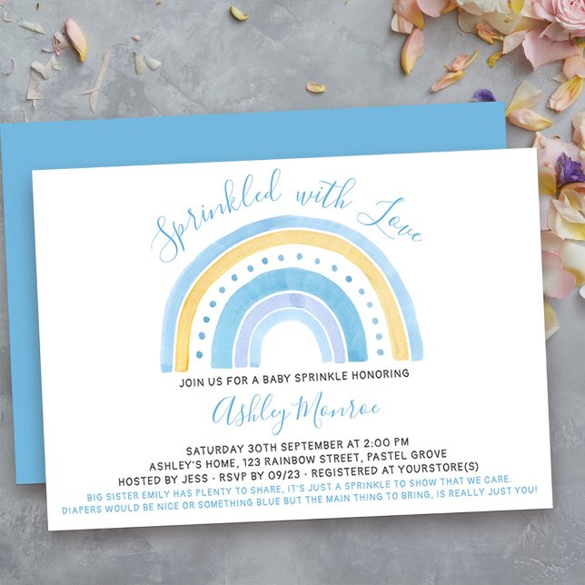 Rainbow Baby Shower Boy Baby Sprinkle Inbjudningar (cute and simple rainbow boys baby sprinkle invitation - message me to create additional templates)