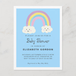 Rainbow Baby Shower Boy Blue Cute Kawaii Modern Vykort